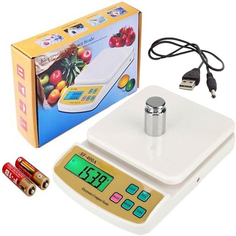 VBR's Group 10KG Digital Kitchen Scale with USB Charging Cable Ideal for Home & Office Weighing Scale(White)