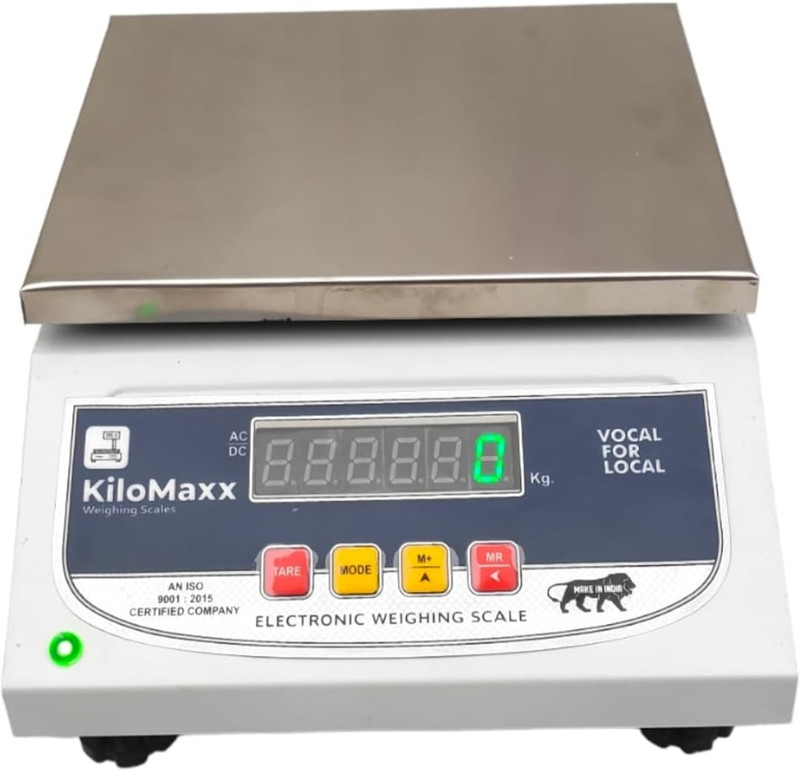 KiloMaxx KM-90,30Kg with EcoSensenTechnology f&b Display for All Kirana & Vegetable shop Weighing Scale(7" * 9", White Jan 2024 Model)