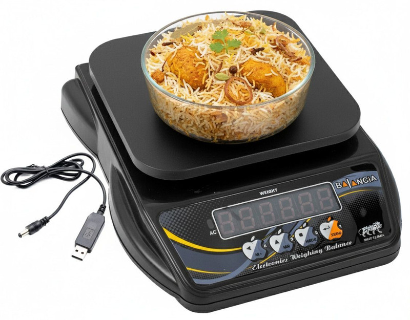 NIBBIN 10Kg x 2g Electronic Scale With Fast Response Sensor For Kitchen, Chargeable Weighing Scale(Black)
