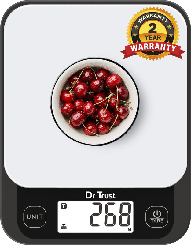 Dr Trust USA Kitchen Scale for Food Weighing 0.1g to 5kg, Digital Weight Machine-528 Weighing Scale(White and Black)