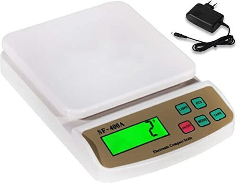 vyog 10Kg Counter Rechargeable Weight Machine with Stainless Steel Top for Shop, Home Weighing Scale(Black)