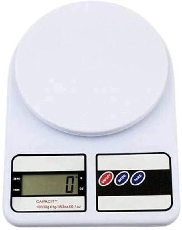JivaCart Digital Kitchen Scale for Cooking & Fitness | Includes Batteries | 10kg x 1g Weighing Scale(White)