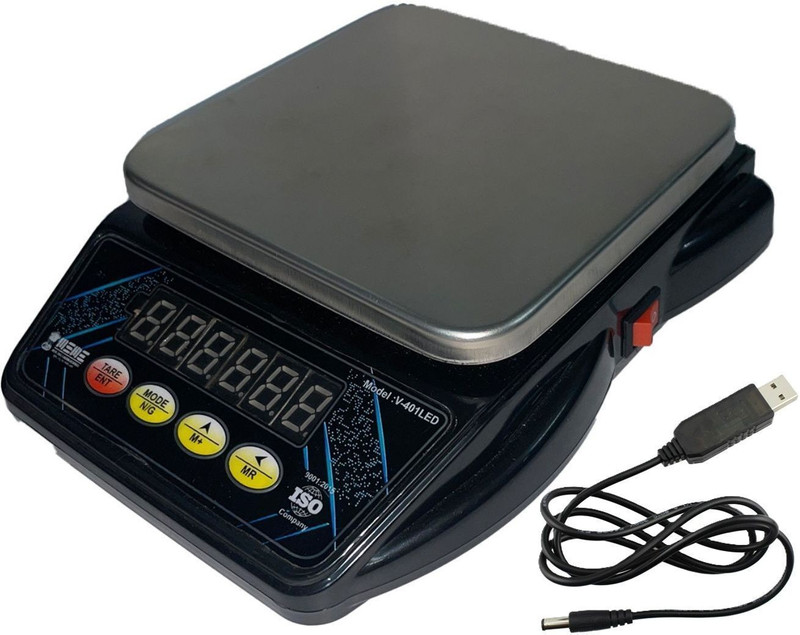 VBR's Group 10Kg Digital Kitchen Scale for Home,Lab,Kitchen Use With Rechargeable Betteries Weighing Scale(Stainless Steel, Black)