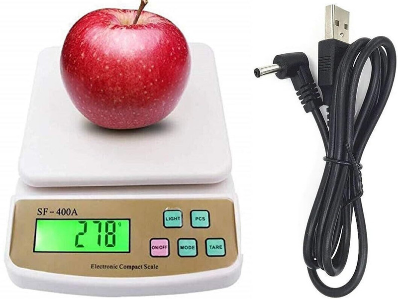 WEIGHOUSE 10Kg Counter Weight Machine Electronic Kitchen Scale with USB Charging Cable Weighing Scale(White)