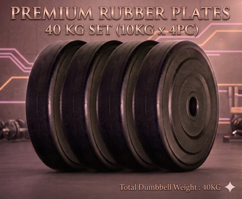 RADHA MURAT 40 KG RUBBER PLATE 10KGX4PC WEIGHT PLATES Plastic Weight Sled(40 kg)