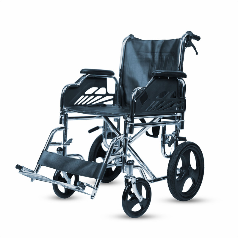 VMS Careline Tour lightweight Transporter Wheelchair With Solid Wheel and Seat Belt Manual Wheelchair(Attendant-propelled Wheelchair)