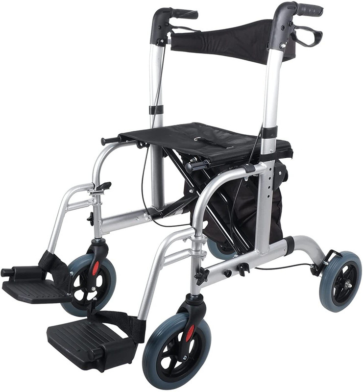 Entros 5025C Light Weight Height Adjustable Foldable Patient Rollator Walker wheelchair Manual Wheelchair(Attendant-propelled Wheelchair)
