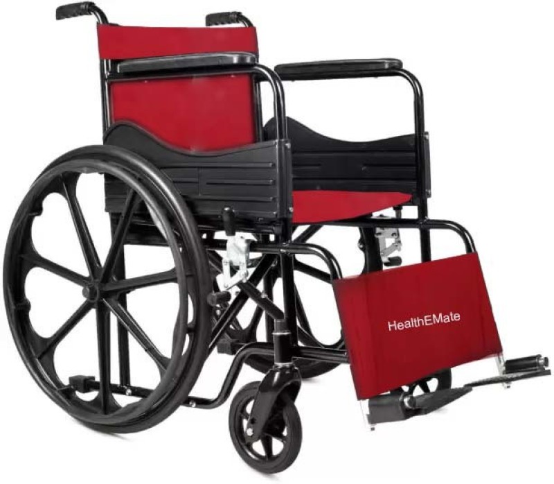 HealthEmate MagDualSupport Red Manual Wheelchair(Self-propelled Wheelchair)