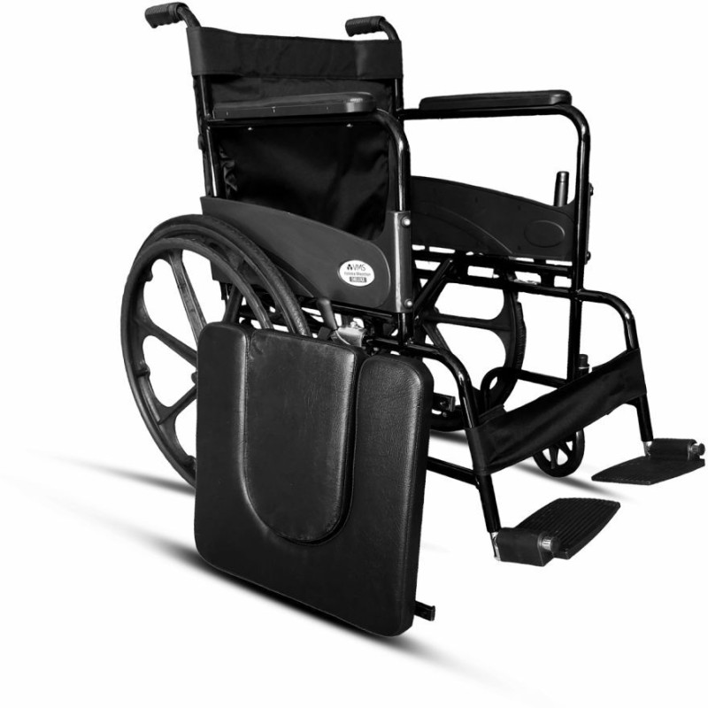 VMS Careline Deluxe Mag Wheel Foldable Commode Wheelchair with Safety Belt U Shaped Seat Manual Wheelchair(Self-propelled Wheelchair)