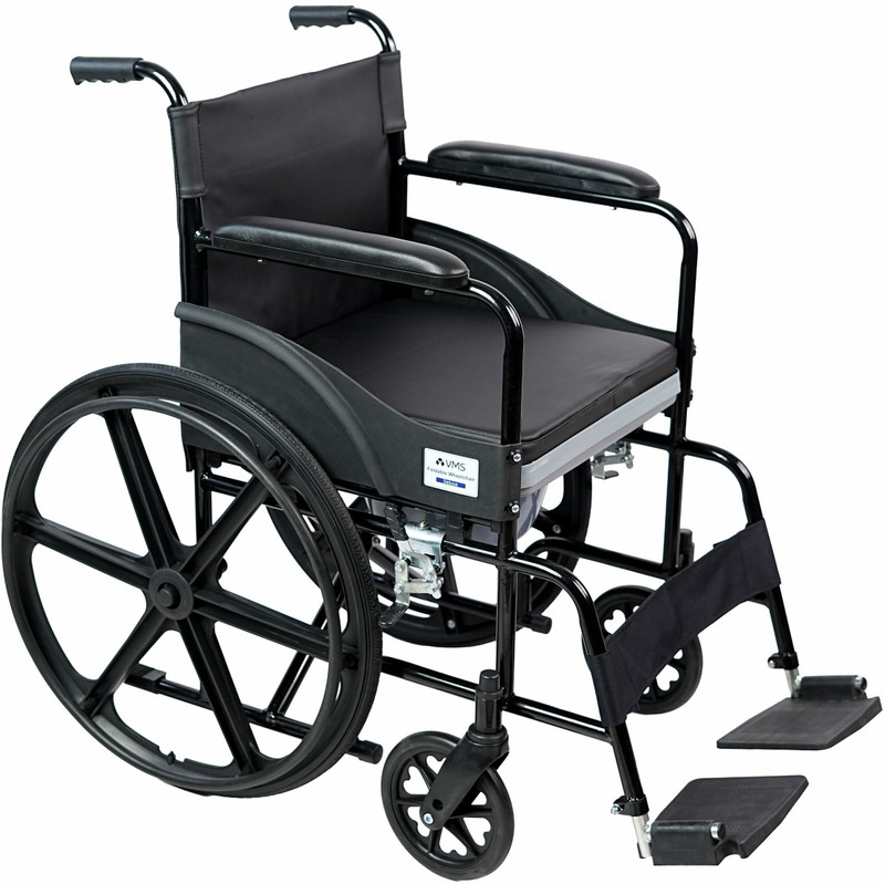 VMS Careline VWE-1016 Pneumatic Wheel Regular Foldable Wheelchair with Safety Belt Manual Wheelchair(Self-propelled Wheelchair)