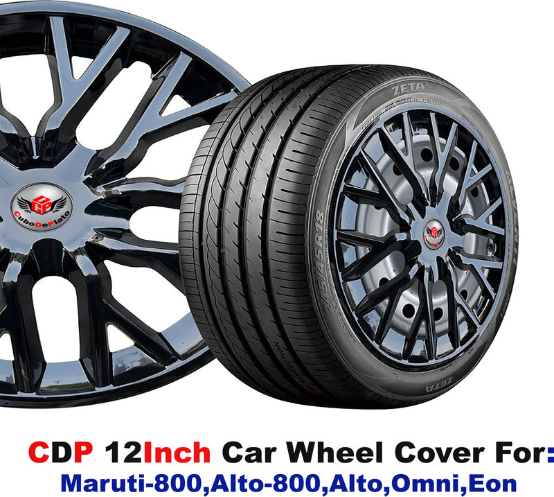 CuboDePlato Delta Black 12 inch Universal Wheel Cover For Universal For Car 800, EON Era Plus, Omni, Alto, Zen, Alto 800, 800 Std, Alto 800 LXI, Omni Van, Omni MPI STD(12.0 inch)