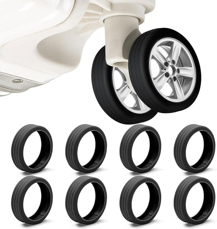 ZINZA Reduction, Anti-Scratch, Durable Fit for Luggage & Office Chair Casters Black Luggage Wheel Silicone Protector 8PCS, Universal Suitcase Wheel Covers, Noise Luggage Cover(Standard, Black)