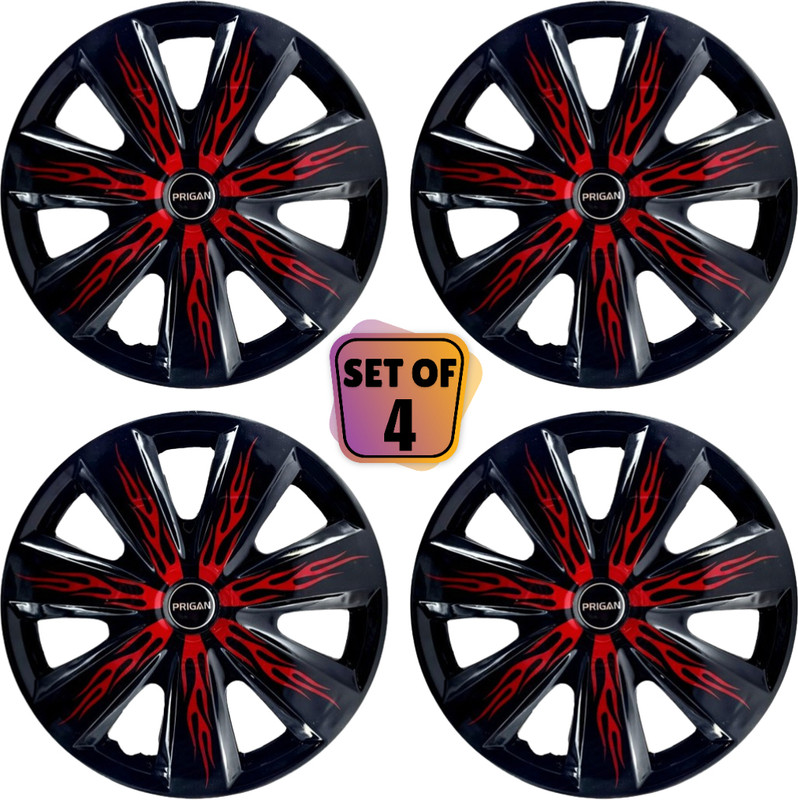 PRIGAN Alto 800 STD Firebolt Black Red 12 INCH Wheel Cover For Maruti Alto 800 STD(12.0 inch)
