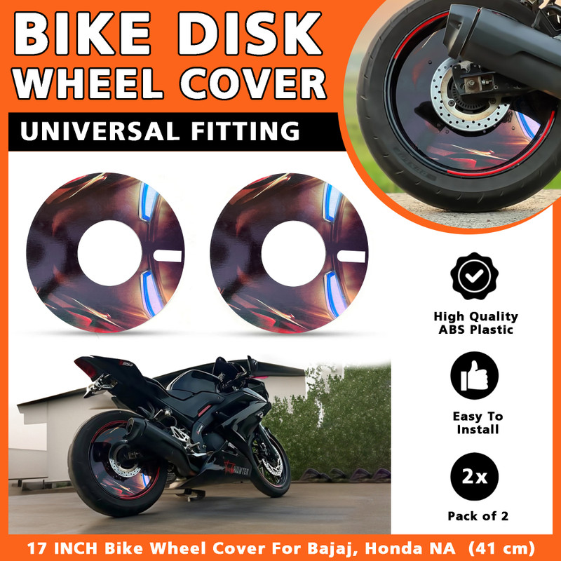 ASRYD BIKE FULL WHEEL COVER IRON MAN PRO DISC FOR ALL UNIVERSAL BIKE 17 INCH Wheel Cover For Bajaj, Honda, TVS, BMW NA(16.2 inch)