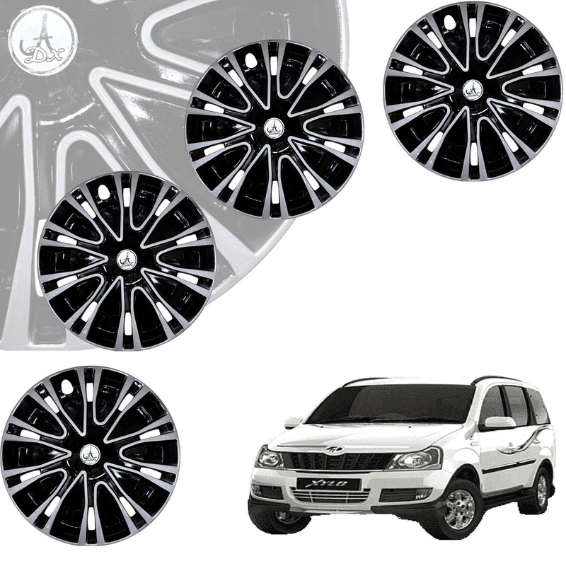 HOTRENZ CAR WHEEL CAP/ WHEEL COVER ROVER DEGINE "SILVER_BLACK_COLOR" 15 INCH Wheel Cover For Mahindra Xylo, Baleno, Polo, Manza, Ertiga, Zest, Innova, Sumo, SX4, Etios, Glanza V(15.0 inch)