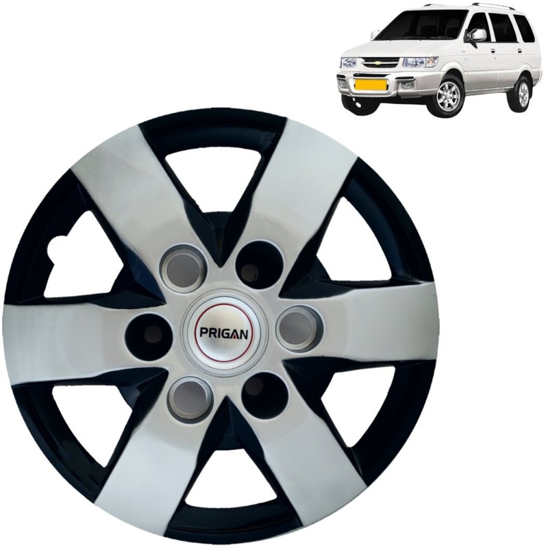 PRIGAN Tavera Black Silver 15 INCH Wheel Cover For Chevrolet Tavera(15.0 inch)