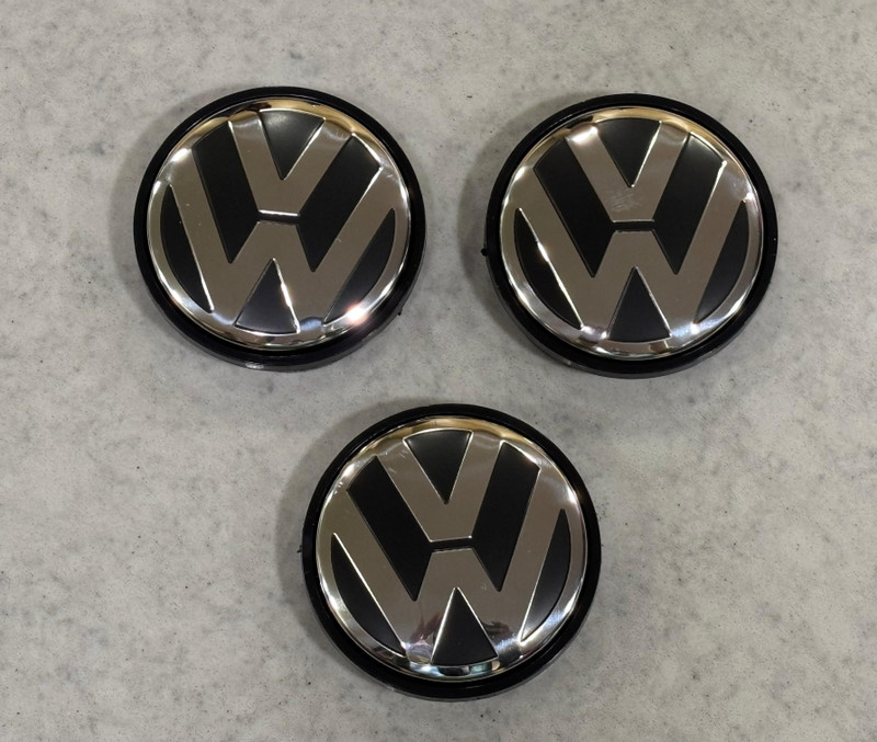 ARK OGL Wheel Cap Hub Polo 2009Vento2010 Ameo 2016Black with Chrome Set of 3Pcs 56MM Wheel Cover For Volkswagen Polo Cross, Polo, Ameo GT 1.5 TDI Diesel, Polo GT, Vento(2.4 inch)