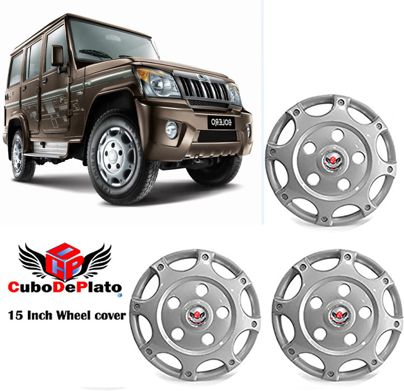 CuboDePlato WcBolero_Original_Silver_15Inch Wheel Cover For Mahindra Bolero, Bolero ZLX, Bolero SLE, Bolero EX NON AC(15.0 inch)
