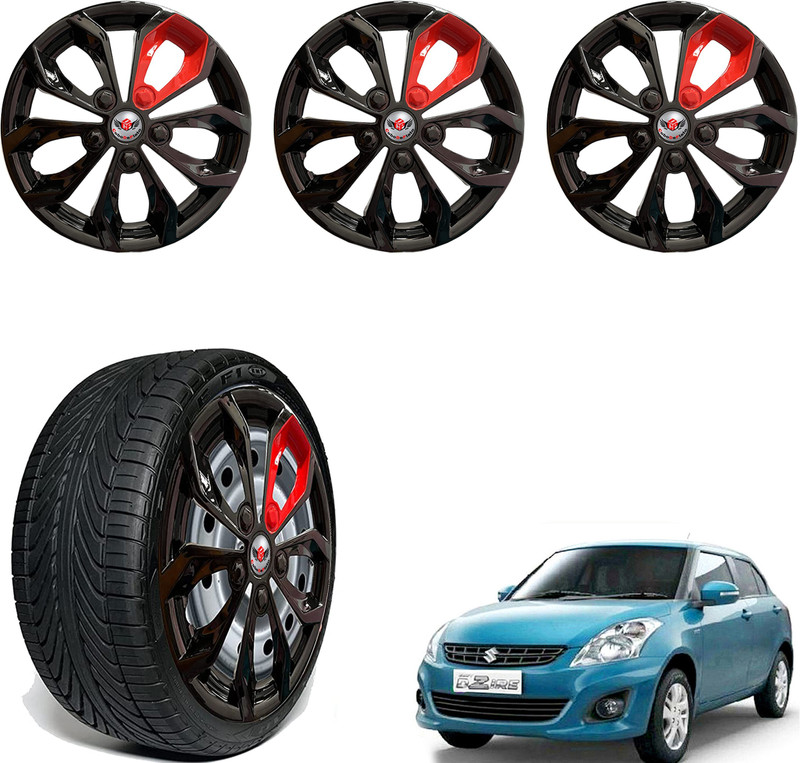 CuboDePlato FuryBlk_redpatch_14In_Swift_Dzire_Type-2 Wheel Cover For Maruti Swift Dzire LX(14.0 inch)