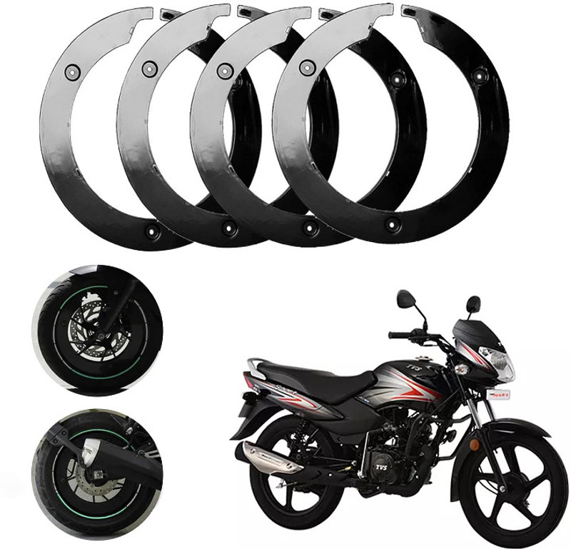 Sunriders Bike Wheel Cover 17 Inch For Tvs Star Sport Black Setof 4 Pc Wheel Cover For NA NA(17.0 inch)