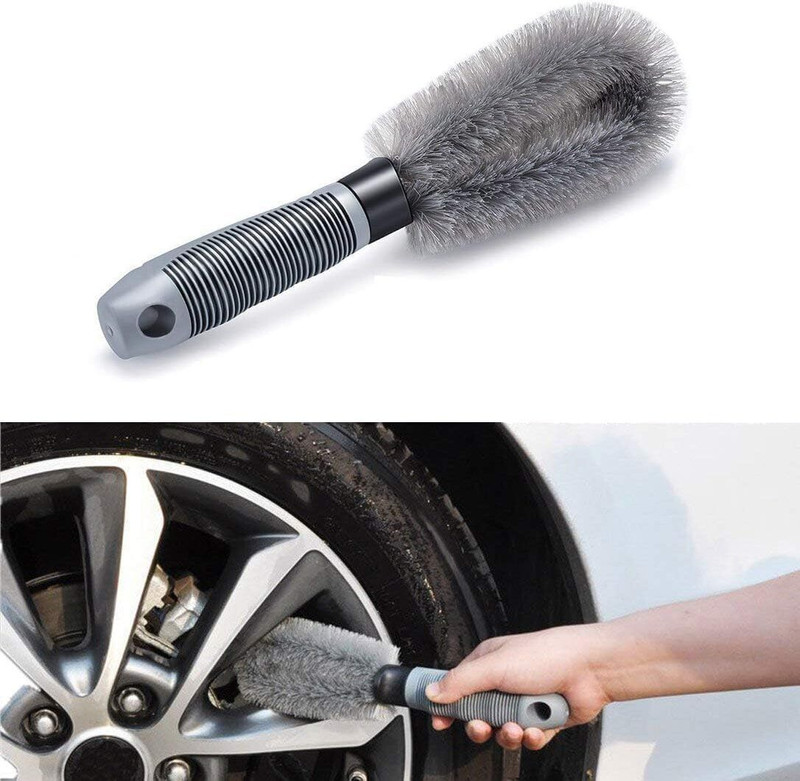Decozare Car Rim and Alloy Wheel Cleaning Brush with Soft Bristles and Grip Handle 10 ml Wheel Tire Cleaner(Pack of 1)