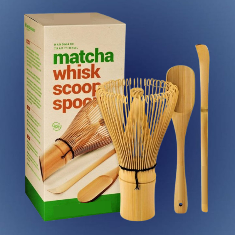 Jrvent Smooth Finish Bamboo Whisk and Tea Preparation Tool Set Bamboo Coil Whisk