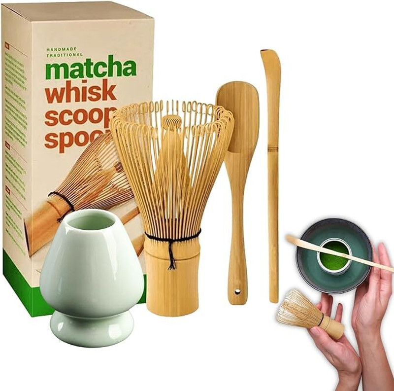 MSVTRADESS Matcha Bamboo Whisk Set with Holder Bamboo Spiral Whisk