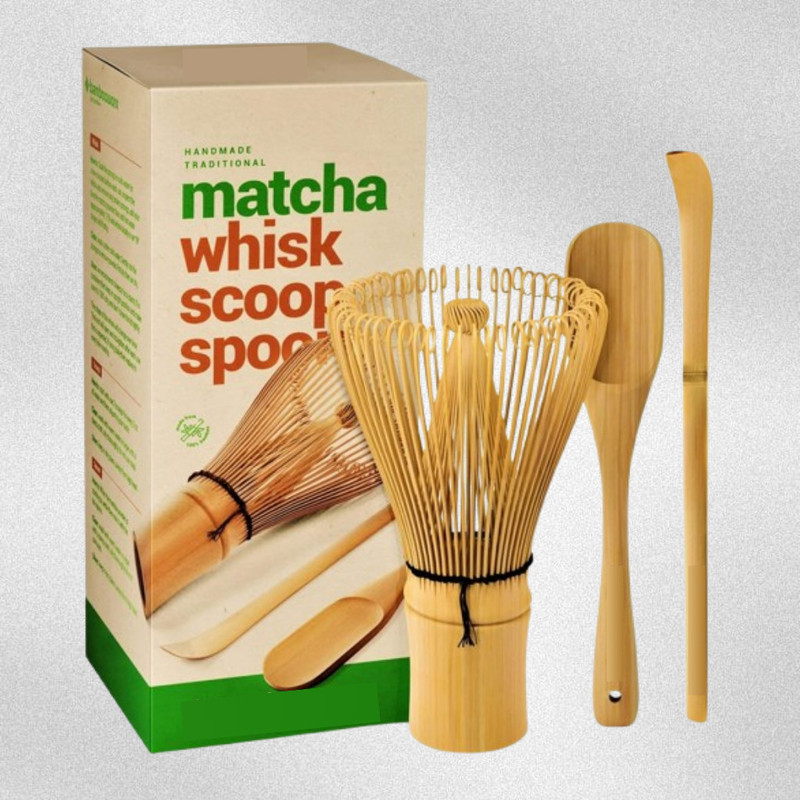 Jrvent Clump-Free Matcha Preparation Kit with Bamboo Whisk and Tools Bamboo Coil Whisk