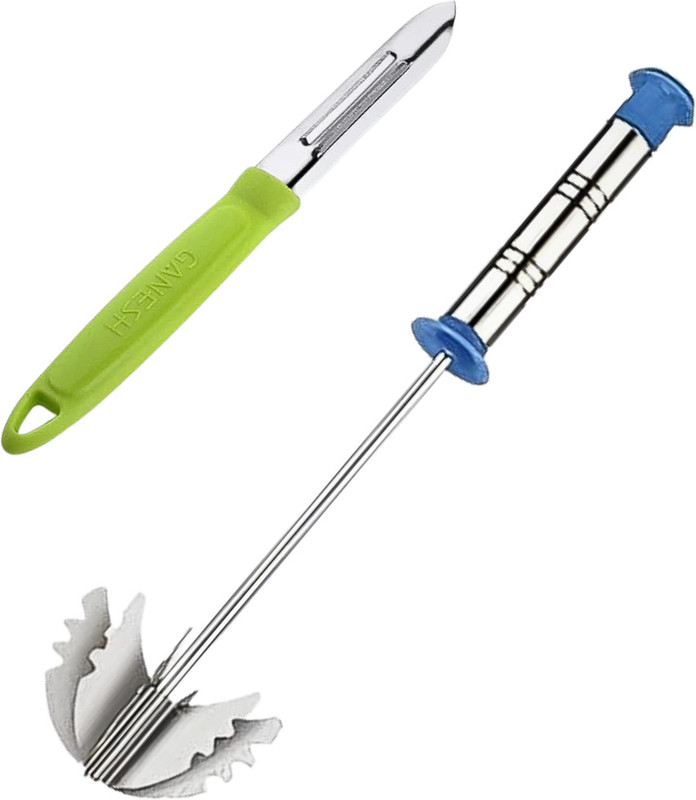 faizia Lassi maker power free hand blender manual,fruit peeler for kitchen, Steel Balloon Whisk(Pack of 2)