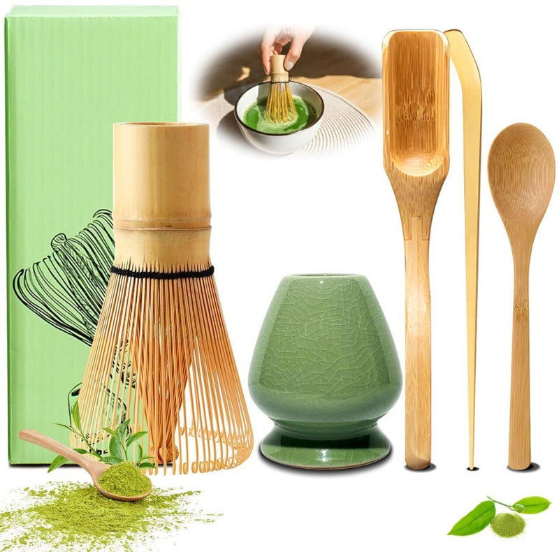 KVVTRADES Bamboo Whisk Traditional Matcha Tea Set Bamboo Spiral Whisk