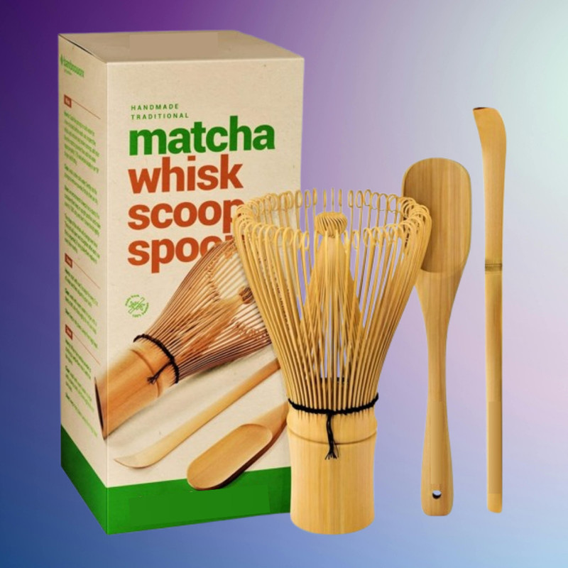 Sueriv Precision Balanced Matcha Whisk and Measuring Scoop Kit Bamboo Coil Whisk