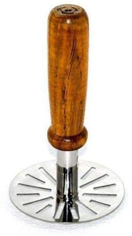 ridhhu mart Stainless Steel Potato Pav Bhaji Masher with Wooden Handle Kitchen Hand Muller Grinder