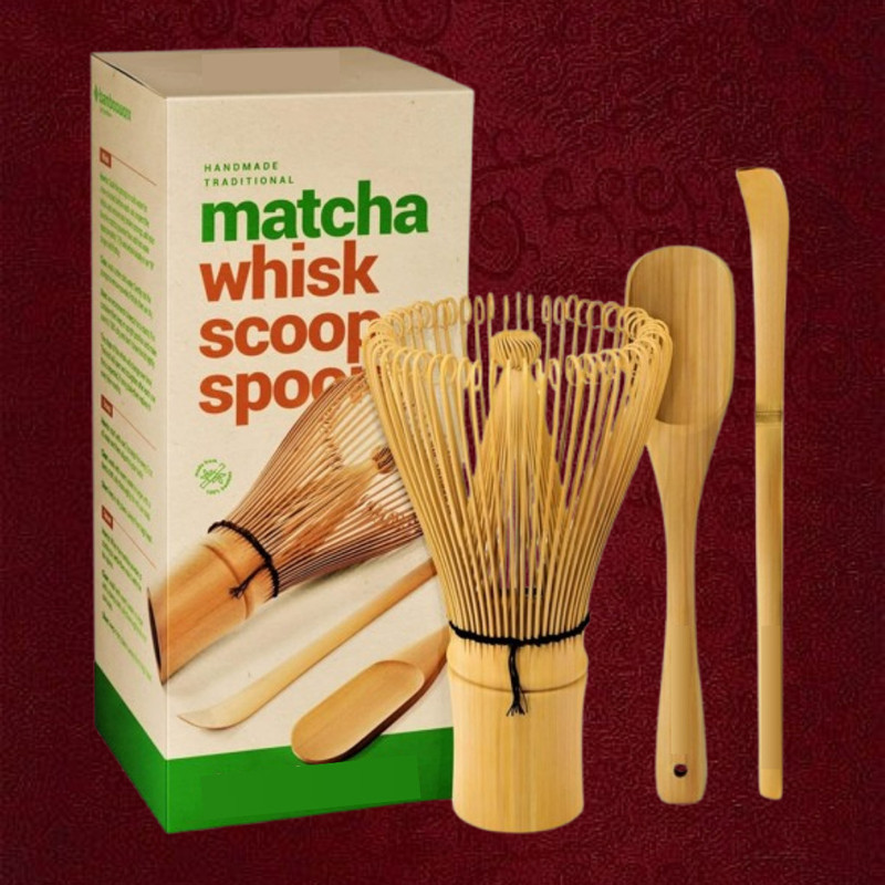 Sueriv Authentic Matcha Whisk and Scoop Set for Daily Preparation Bamboo Coil Whisk