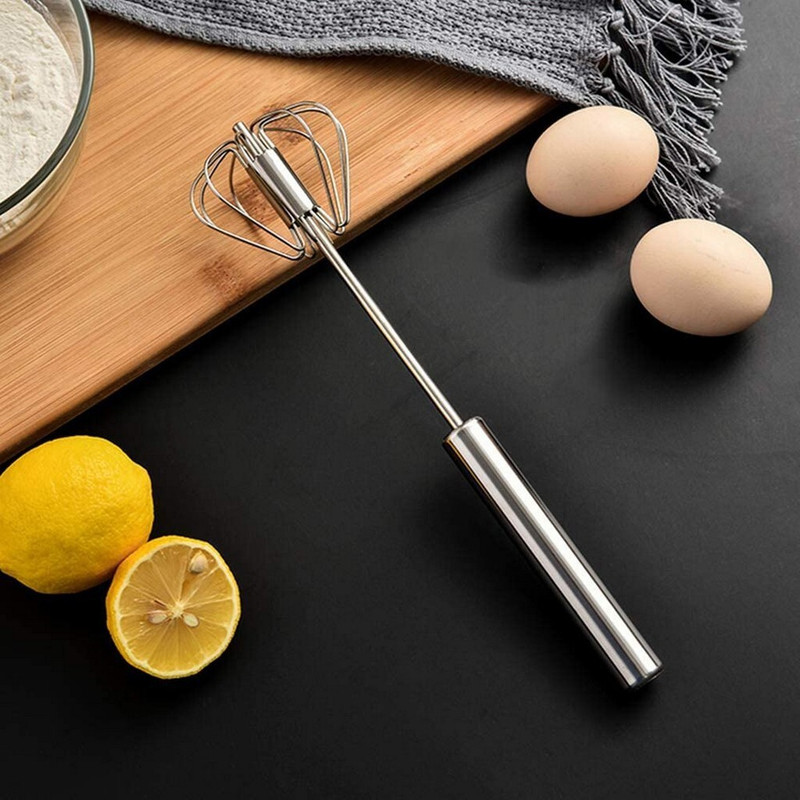 SHIDHMI Stainless Steel Whisks Hand Push Whisk Semi Automatic Whisker Egg Beater Whisker Stainless Steel Spiral Whisk