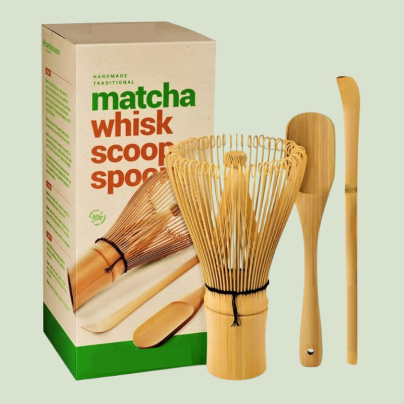 Jrvent Consistent Brew Matcha Whisk and Traditional Scoop Set Bamboo Coil Whisk