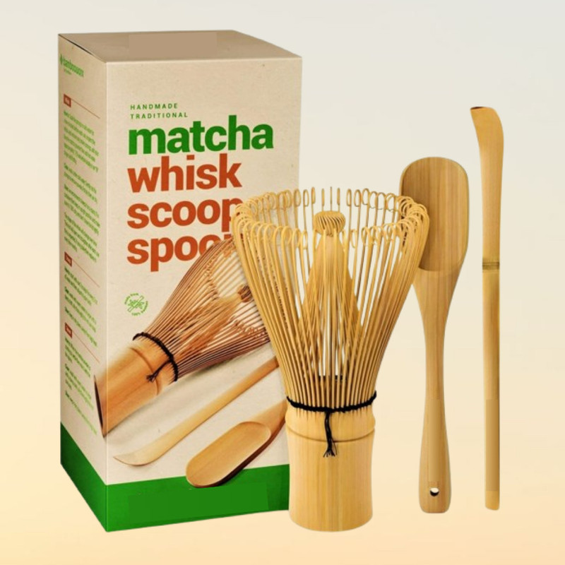 Jrvent Multi-Pronged Bamboo Whisk for Extra Creamy Matcha Lattes Bamboo Coil Whisk