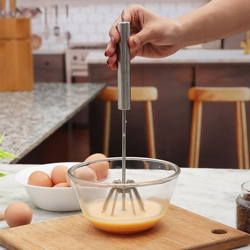 DeoDap Stainless Steel Mixi Hand Blender | Manual Egg Beater | Lassi & Buttermilk Maker Stainless Steel Cage Whisk