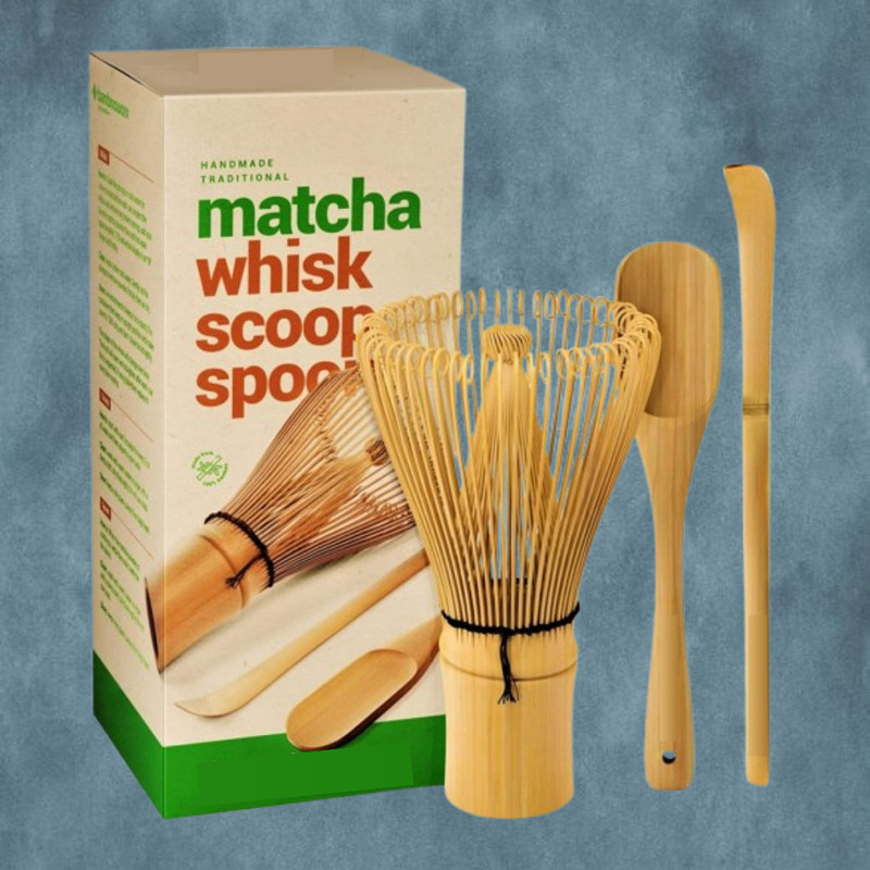 YJENTERPRISE Professional Matcha Tea Whisk and Scoop Kit for Daily Use Bamboo Coil Whisk