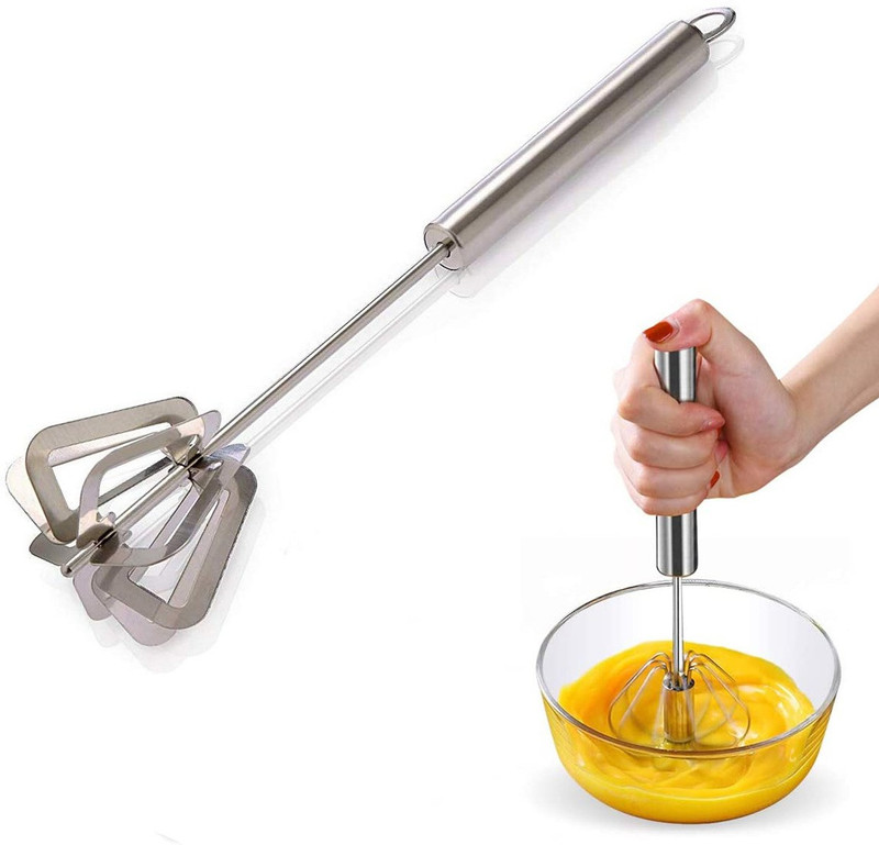 TruVeli Stainless Steel Manual Mixi, Hand Blender Stainless Steel Spiral Whisk Stainless Steel Balloon Whisk
