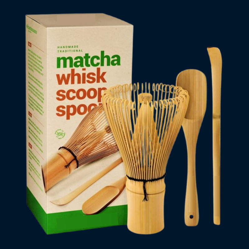 Jrvent Classic Matcha Gift Set with Whisk Scoop and Mixing Spoon Bamboo Coil Whisk