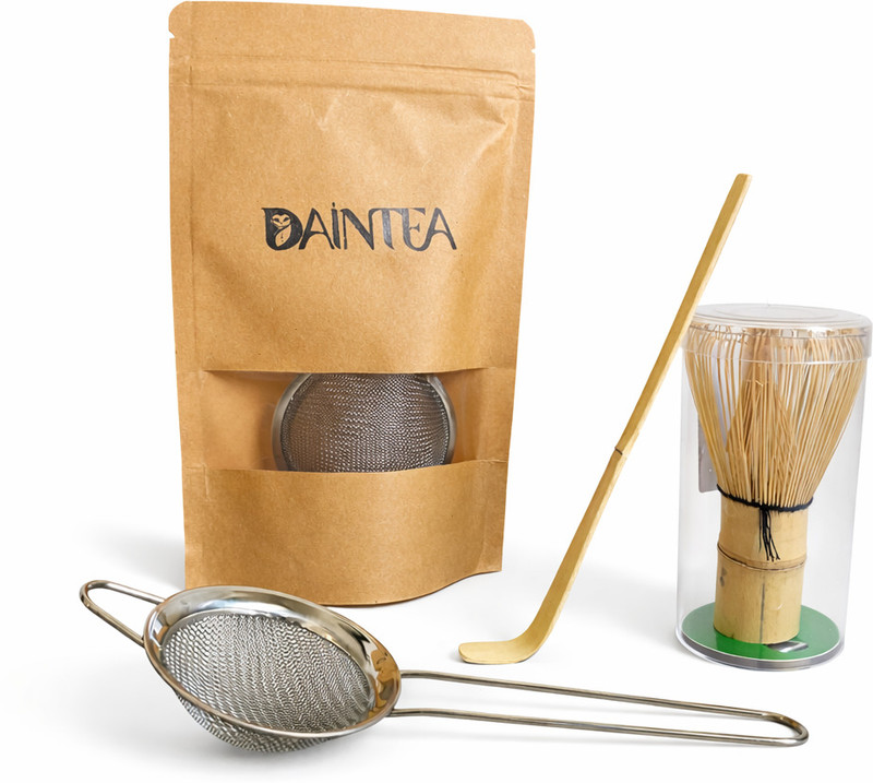 DAINTEA HOUSE OF MATCHA Stainless Steel, Bamboo Flat Whisk(Pack of 3)