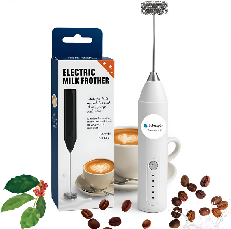 SELECTPLIX Electric Milk Frother Handheld Plastic, Stainless Steel Coil Whisk