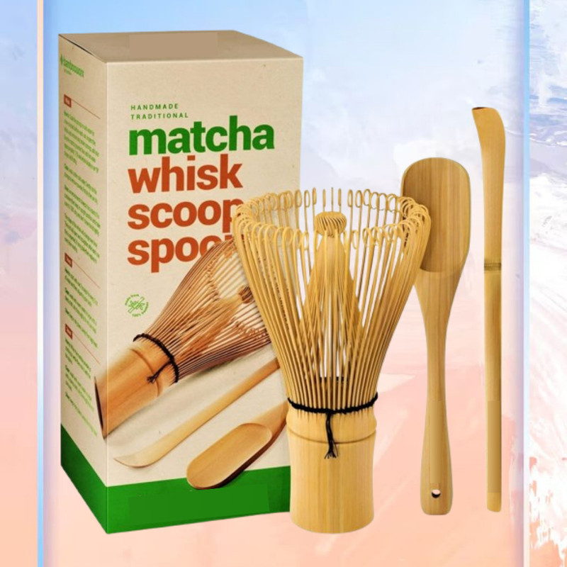 Sueriv Natural Material Matcha Whisk and Measuring Accessory Bamboo Coil Whisk