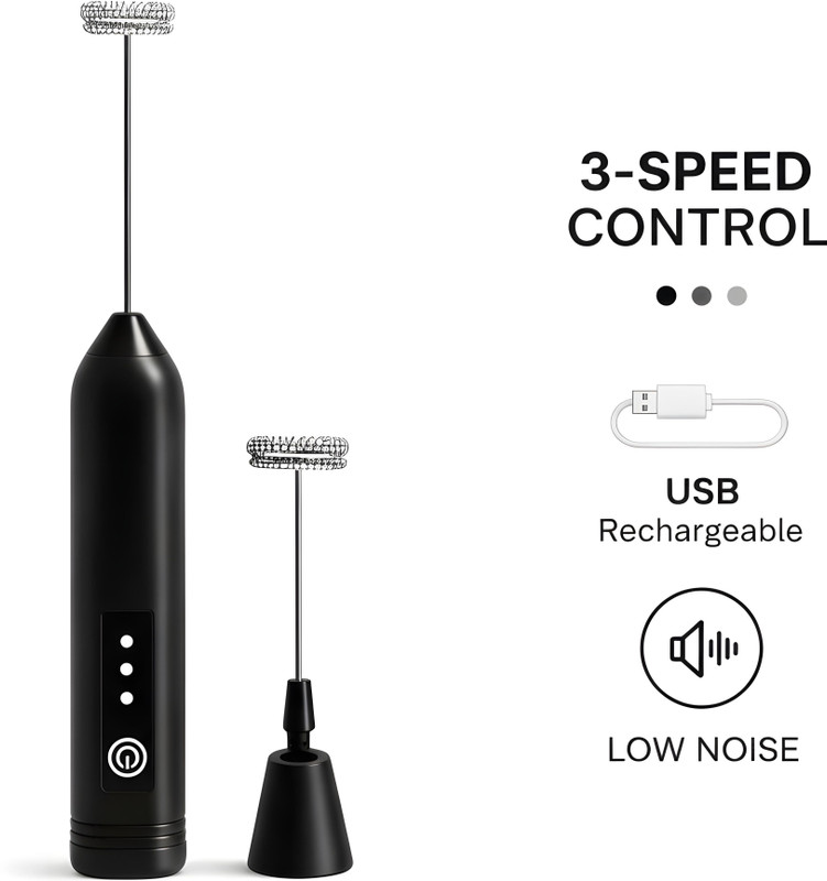 NYVAAS Rechargeable Coffee Frother Machine & Milk Whisker Plastic Flat Whisk