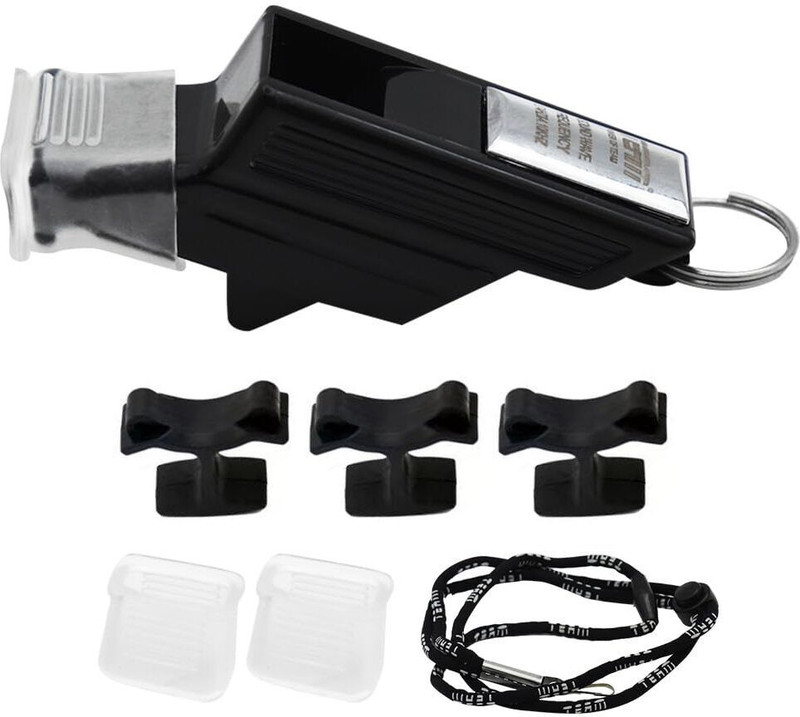 Qpets Sports Whistle with Lanyard for Coach Referee Football Boxing and Gym Teacher Pealess Whistle(Black, Pack of 1)