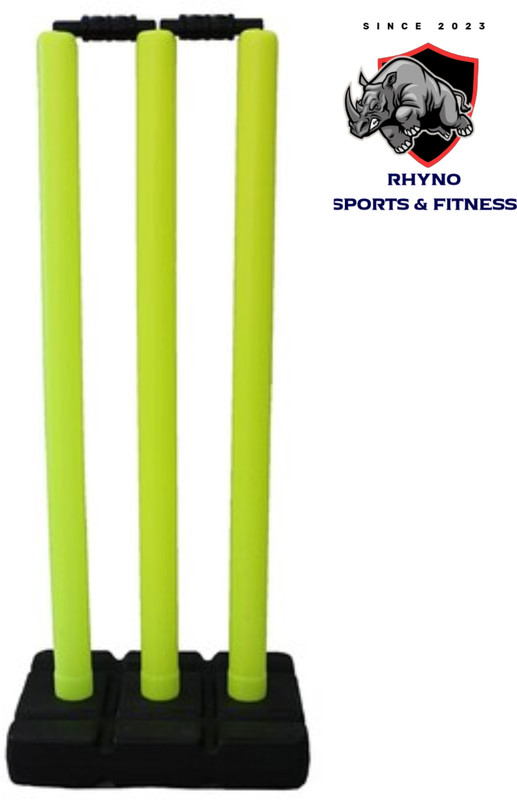 Rhyno Sports Cricket Hard Plastic/PVC Stump/wicket Set full size (700-800 gms)(Green)