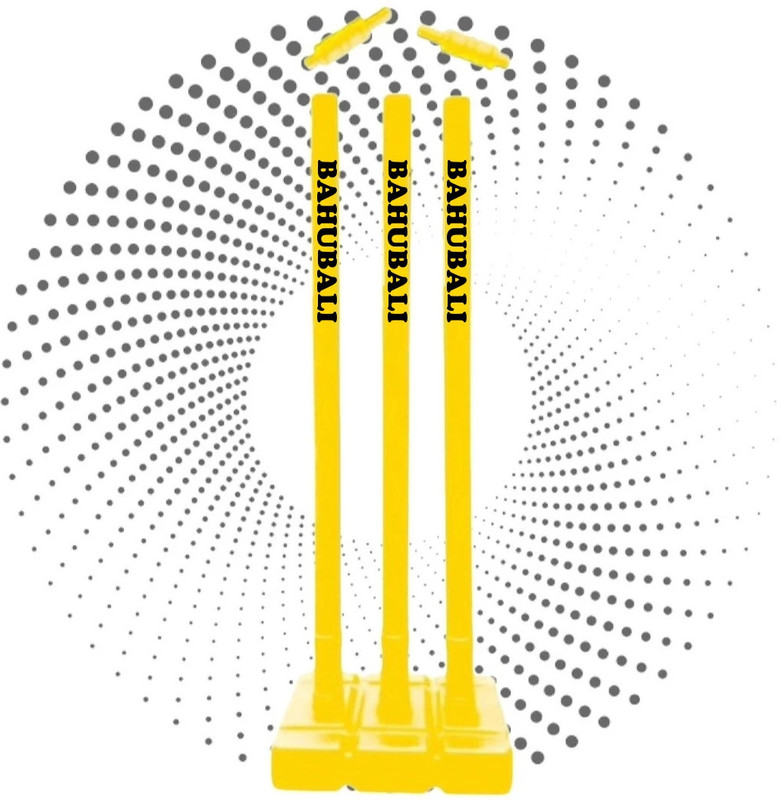 fizo Bahubali PVC/Plastic Hard Fiber Cricket Stumps Set - 3 Stumps +2 Bails +1 Stand(Yellow)