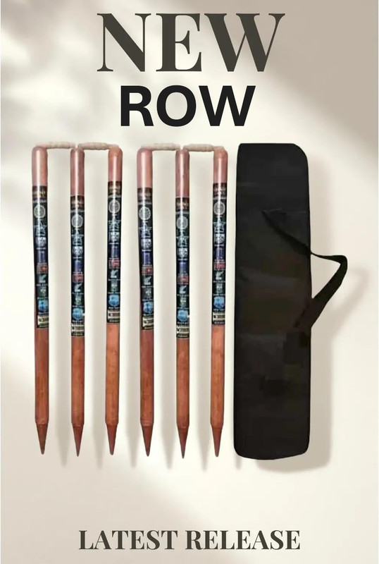 row HEAVY DUTY MRF WICKET 3PCS And 2 BAILS(Black)