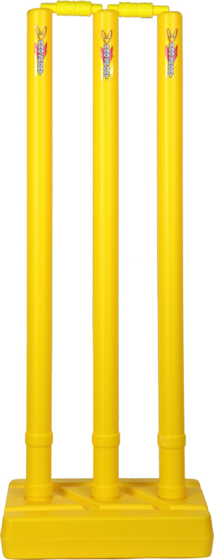 KOBO Cricket Stumps with Stand Cricket Kit Plastic Wickets for Cricket Full Size(Yellow)