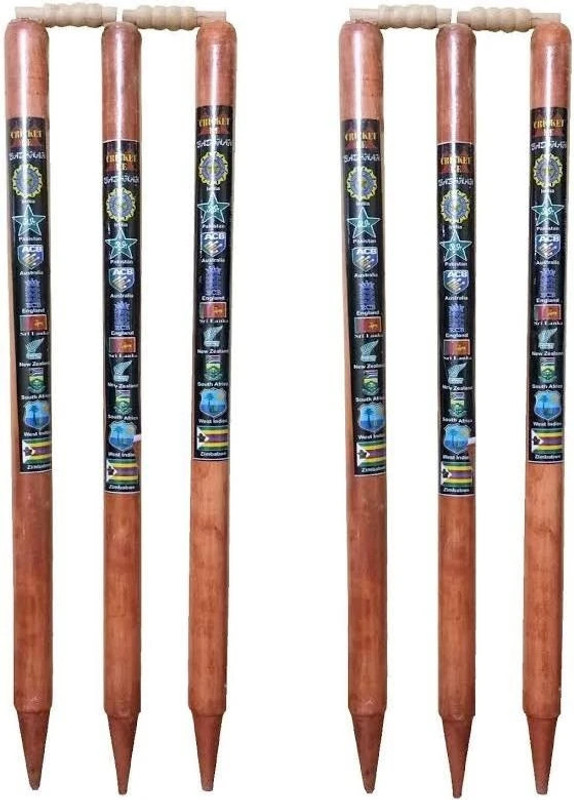 vinox Wicket Stump Set with Bails(Brown)